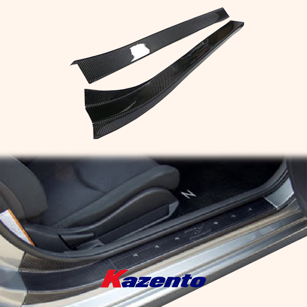 Free Shipping For Nissan Z33 350Z KZ Style Carbon Fiber Side Door Sill Plate Cover Trim Panel