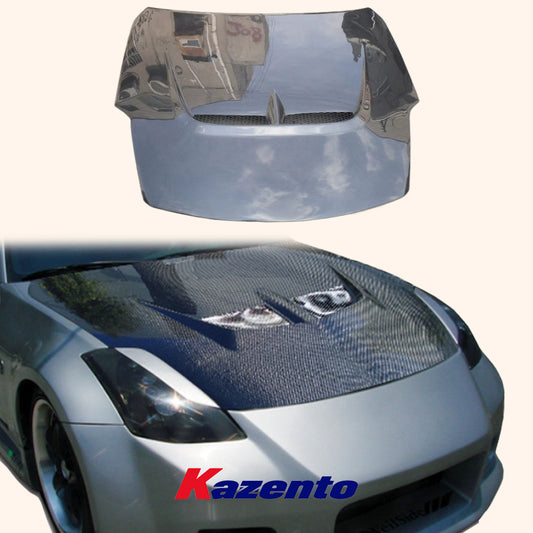 Free Shipping For Nissan Z33 350Z (07-08 Only) KZ Style Carbon Fiber Front Vented Hood Bonnet