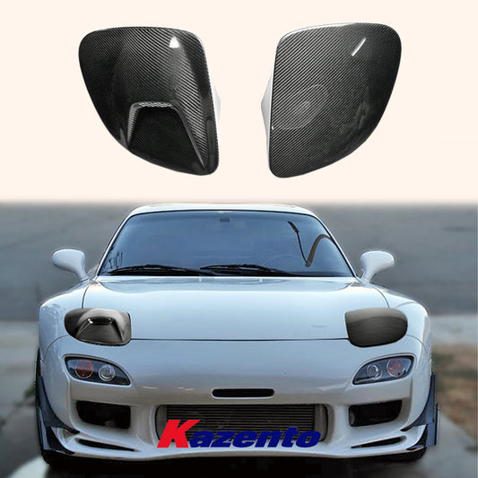 Free Shipping For Mazda RX-7 FD RX7 FD3S NACA Carbon Front Bumper Vented Headlight Cover Pair