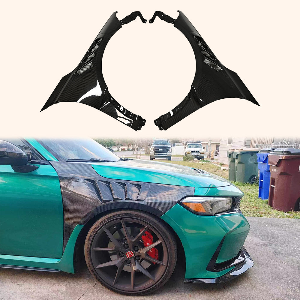 Free Shipping For Honda Civic Type R FL5 KZ Style Carbon Cooling Vented Front Fender 2pcs