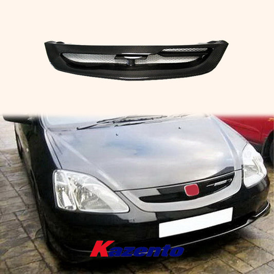 Free Shipping For Honda Civic EP Hatchback 02-03 MUG Style Carbon Fiber Front Bumper Grille