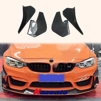 Free Shipping For BMW 2015-2020 Real F82 M4 Dry Carbon Fiber Front Bumper Side Canards