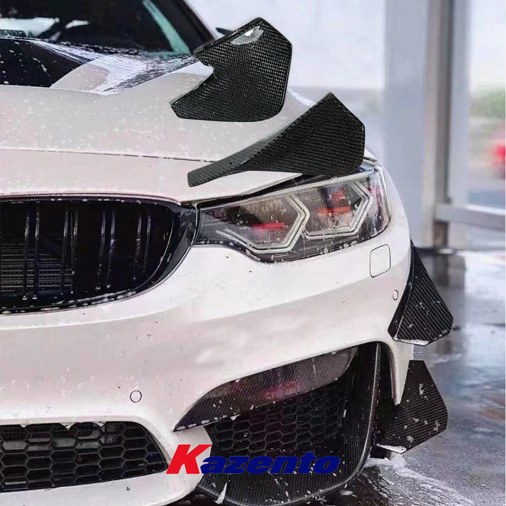 Free Shipping For BMW 2015-2020 Real F82 M4 Dry Carbon Fiber Front Bumper Side Canards