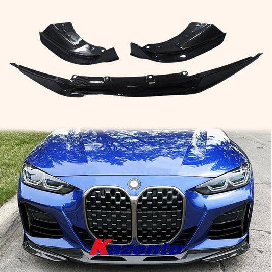 Free Shipping For BMW G22 Coupe 4 Ser 2021-2024 Dry Carbon Fiber Front Bumper Bottom Lip 3PC