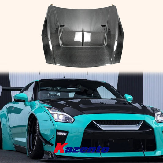 Free Shipping For Nissan GTR R35 CBA DBA LBV2 Style Carbon Fiber Front Bumper Hood Bonnet (Free Ship By Sea Door To Door)