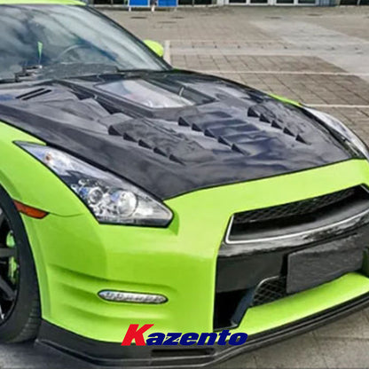 Free Shipping For Nissan GTR R35 CBA DBA CLR Style Vented Clear Glass Carbon Fiber Front Hood (Free Ship By Sea Door To Door)