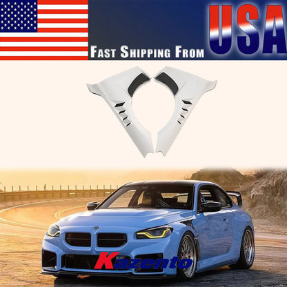 (US Instock Free Shipping) For BMW M2 G87 2023+ AP Style Partial Carbon Vented Front Bumper Hood Fender