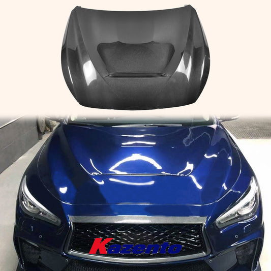 Free Shipping For Infiniti Q50 GTS Style Carbon Fiber Vented Cooling Front Bumper Hood Bonnet