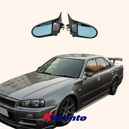 Free Shipping For Nissan R34 Skyline Sedan (4D RHD only) KZ Carbon Fiber Aero Mirror Model