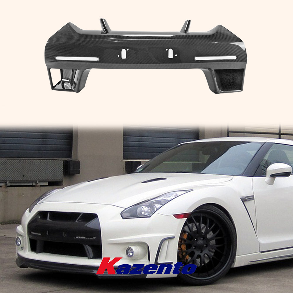 Free Shipping For Nissan R35 GTR 08-11 WD Carbon Fiber Front Bumper Center Nose Cover Grille