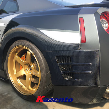 Free Shipping For Nissan R35 GTR TOPS Style Carbon Rear Fender Bumper Add On Splitter Flare