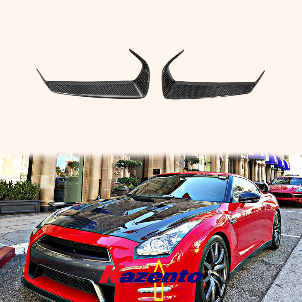 Free Shipping For Nissan R35 GTR (08-11 Only) KZ Carbon Fiber Front Headlight Eyelid Eyebrow