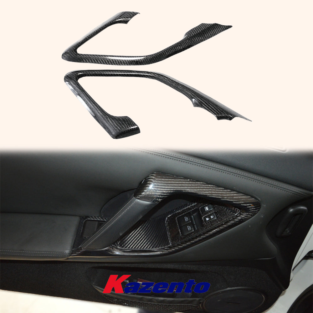 Free Shipping For Nissan R35 GTR (08-23) KZ Style Carbon Fiber Inner Door Pull Handle Surround