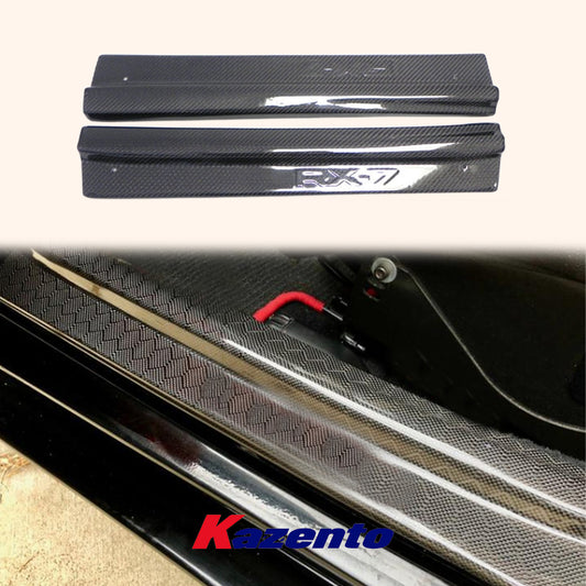 Free Shipping For Mazda RX-7 FD RX7 FD3S KZ Style Carbon Fiber Side Door Sill Panel Cover Pair