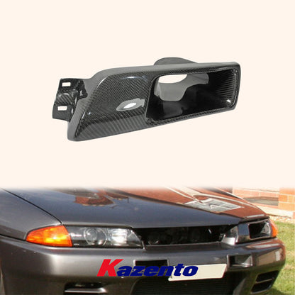 Free Shipping For Nissan Skyline R32 GTR GTS KZ Carbon Vented Headlight Cover (LHS One Piece)