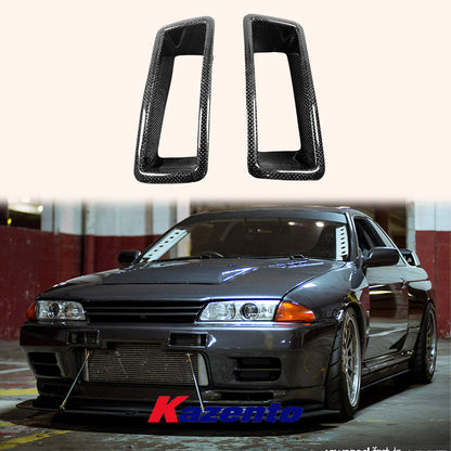 Free Shipping For Nissan Skyline R32 NIS N1 Style Carbon Fiber Front Bumper Vents Ducts Pair