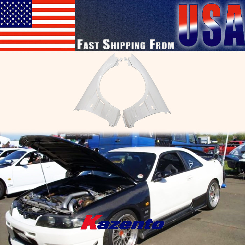 (US Instock Free Shipping) For Nissan Skyline R33 GTR BN Style FRP Unpaint Front Fender Pair Replacement