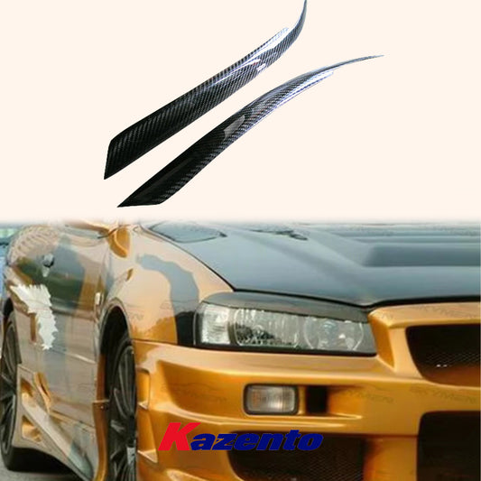 Free Shipping For Nissan Skyline R33 GTR GTS Coupe 95-98 Carbon Front Headlight Eyebrow Eyelid