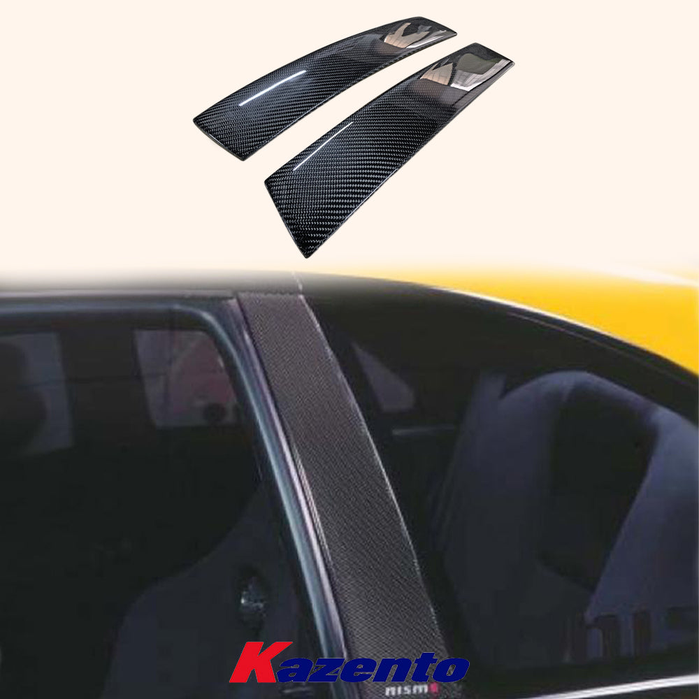 Free Shipping For Nissan Skyline R34 GTR GTT Carbon Fiber Window Side B-Pillar Cover Pair