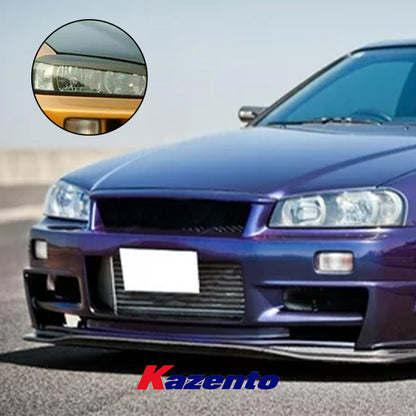 Free Shipping For Nissan Skyline R34 GTR GTT KZ Style Carbon Fiber Eyelid Eyebrow Pair