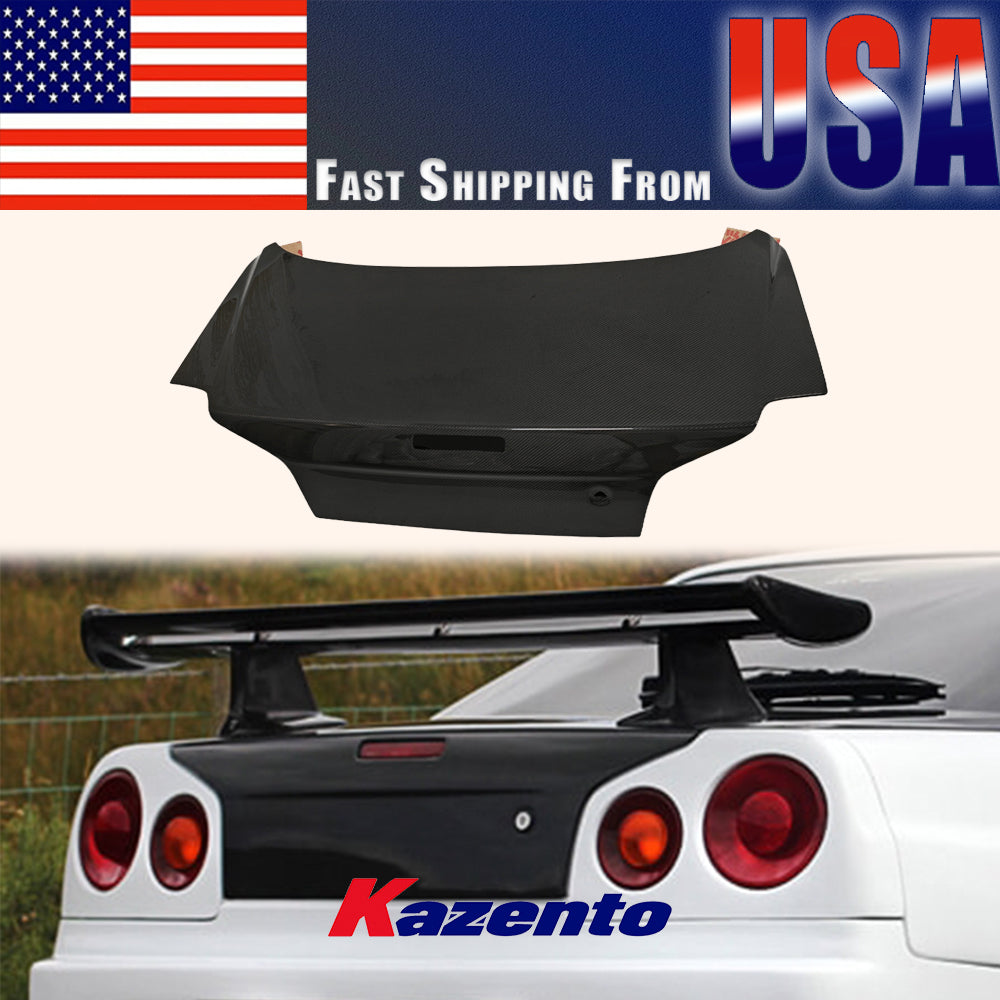 (US Instock Free Shipping) For Nissan Skyline R34 GTR GTT OE CF Trunk  (with brake light hole and key hole)