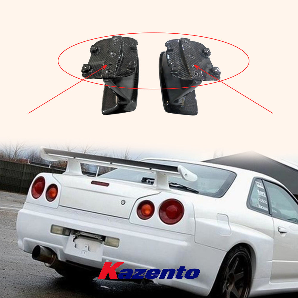 Free Shipping For Nissan Skyline R34 GTR OE Spoiler Only Carbon Fiber Wing Stand Lid Base Pair