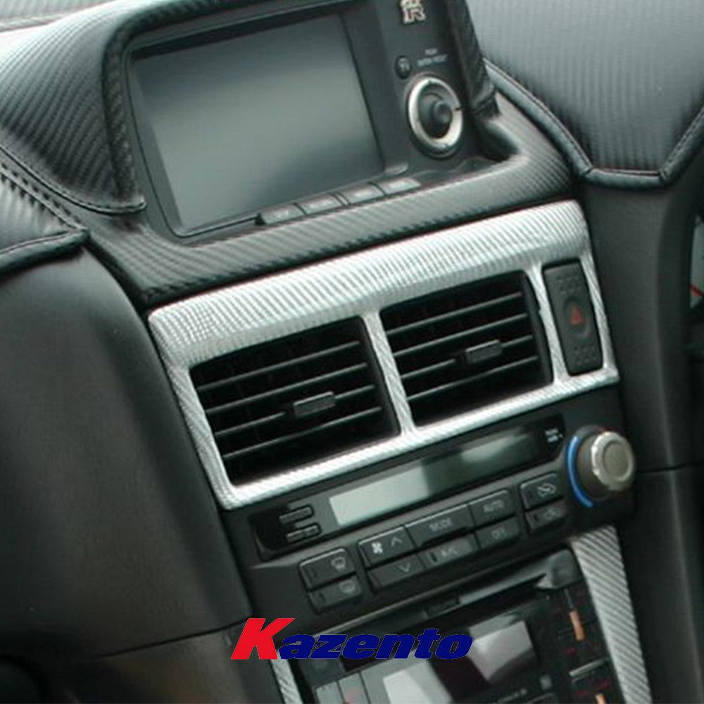 Free Shipping For Nissan Skyline R34 GTR (RHD only) Carbon Fiber Air Con Surround Stick on