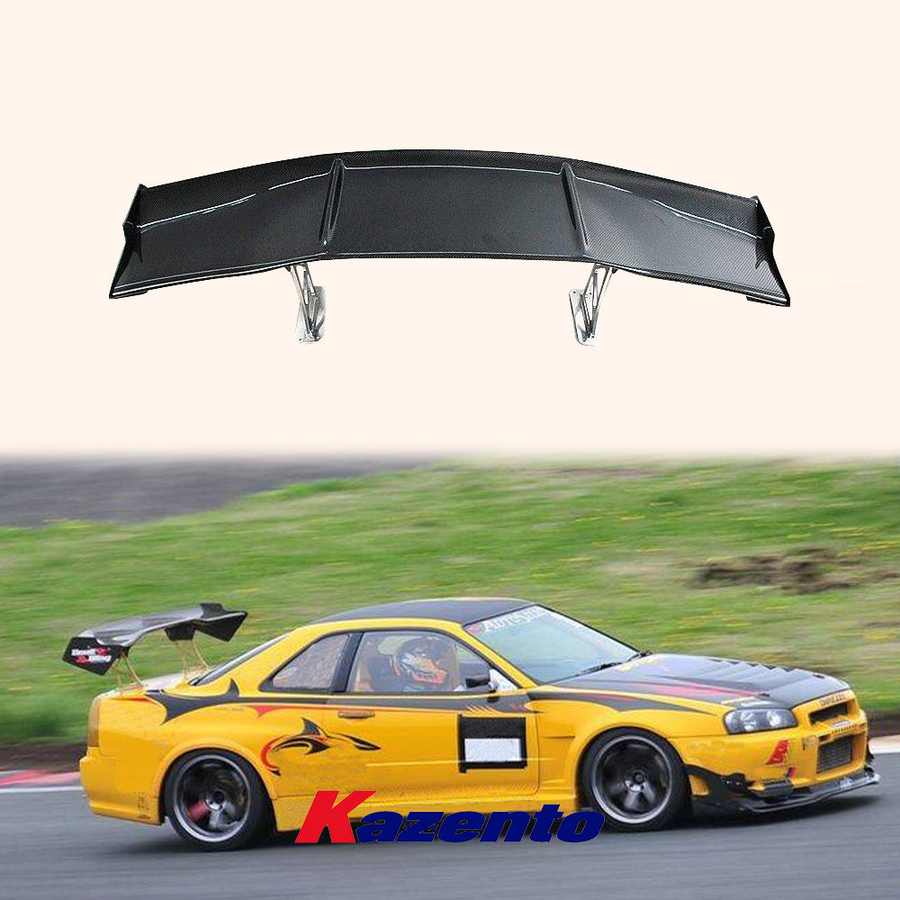 Free Shipping For Nissan Skyline R34 GTT GTR AUTOSLK Style Carbon Rear Trunk GT Wing Spoiler