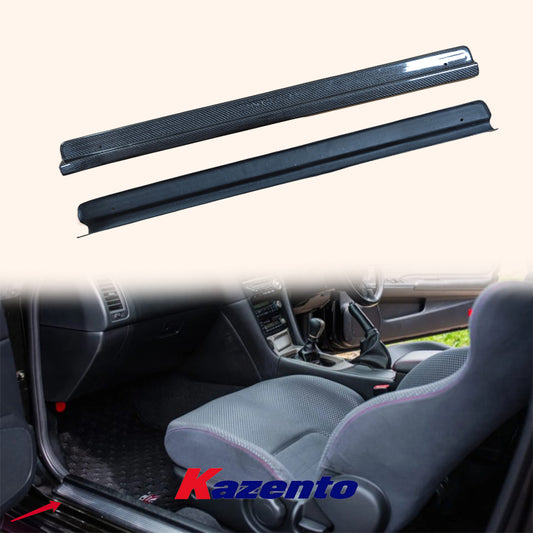 Free Shipping For Nissan Skyline R34 GTT GTR Carbon Fiber Side Door Sill Panel Cover Pair