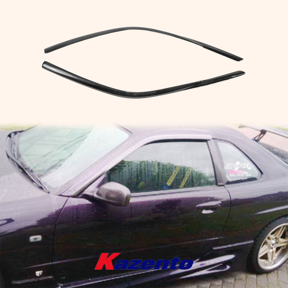 Free Shipping For Nissan Skyline R34 GTT GTR Carbon Fiber Wind Deflector Window Rainproof