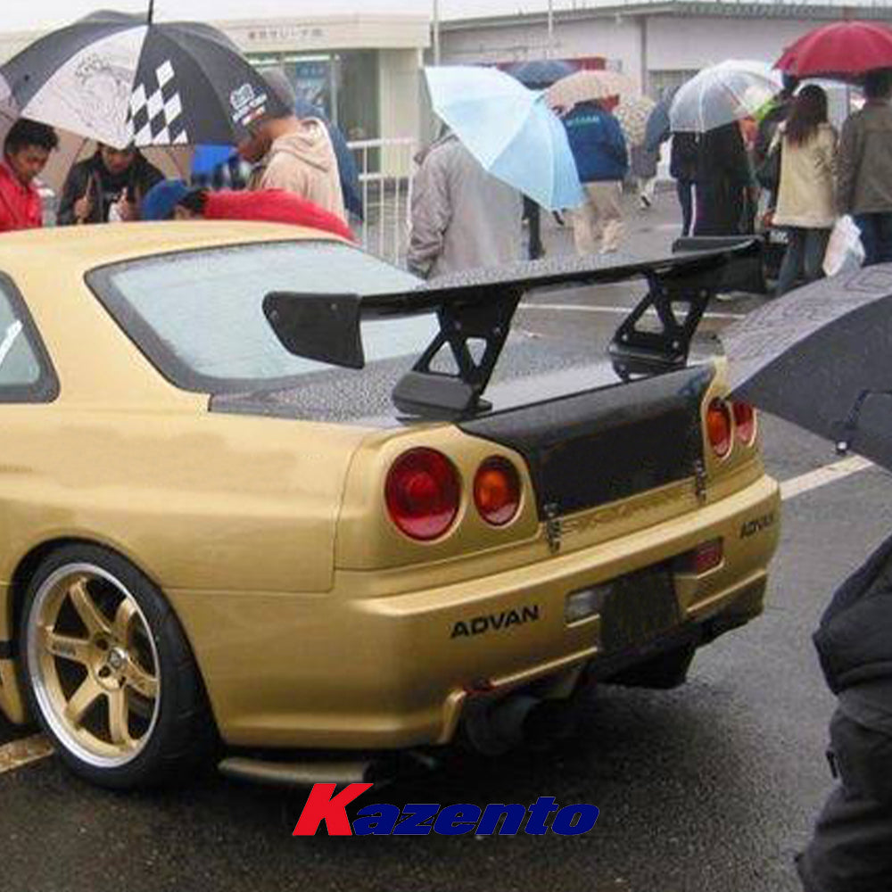 Free Shipping For Nissan Skyline R34 GTT GTR TOPS Style Carbon Rear Trunk GT Wing Spoiler