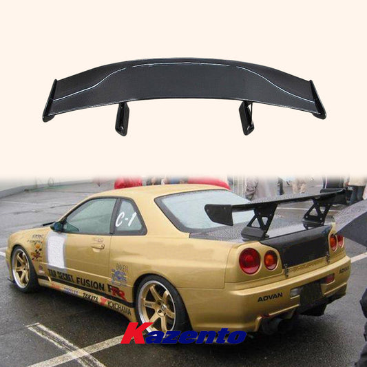 Free Shipping For Nissan Skyline R34 GTT GTR TOPS Style Carbon Rear Trunk GT Wing Spoiler