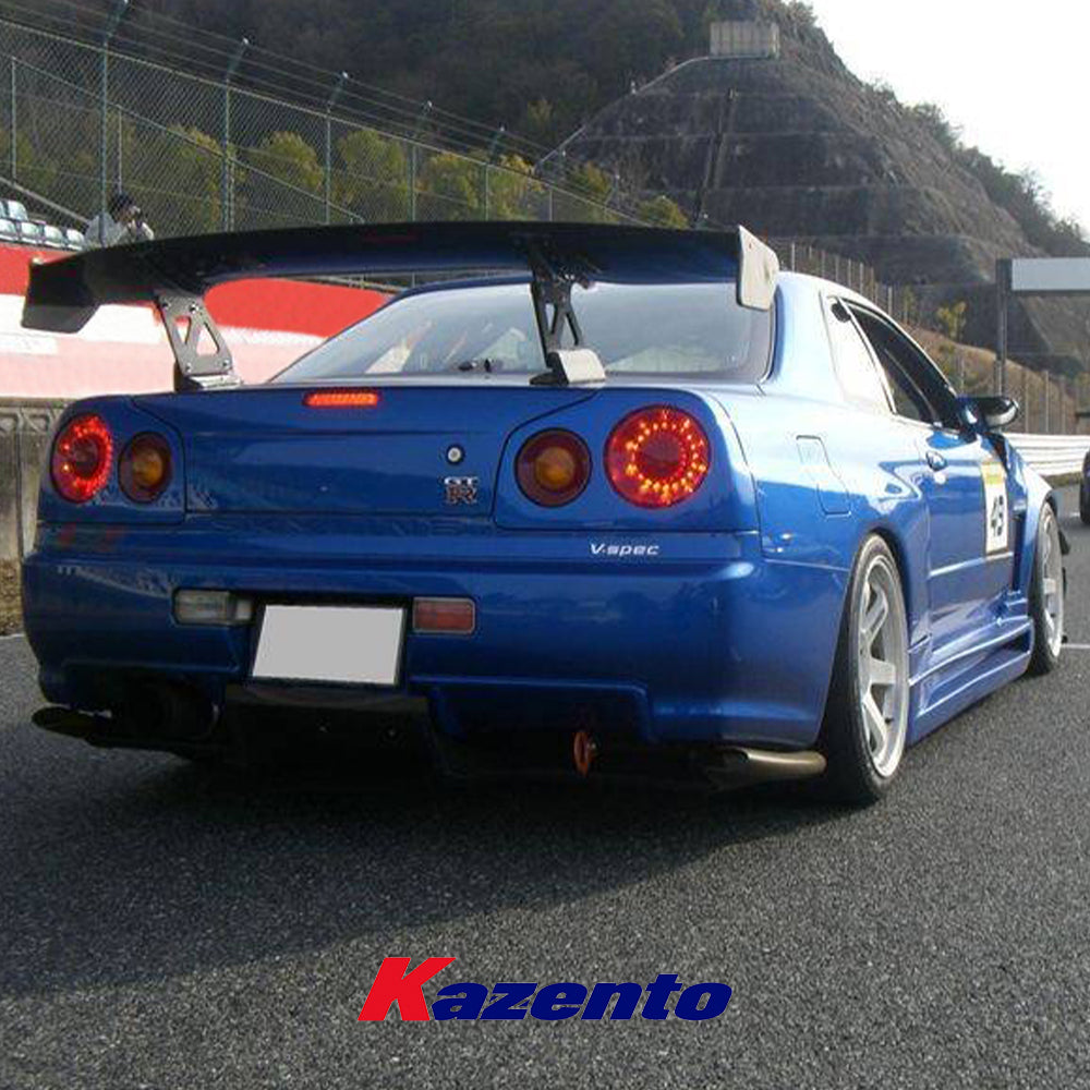 Free Shipping For Nissan Skyline R34 GTT GTR TOPS Style Carbon Rear Trunk GT Wing Spoiler