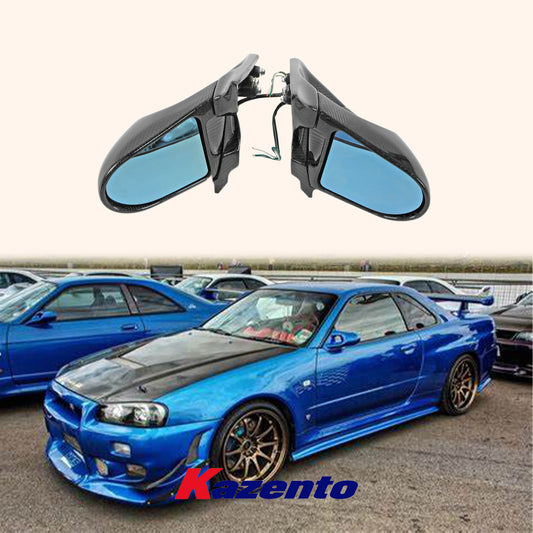 Free Shipping For Nissan Skyline R34 (GTR RHD only) KZ Carbon Fiber Side Door Aero Mirror Pair