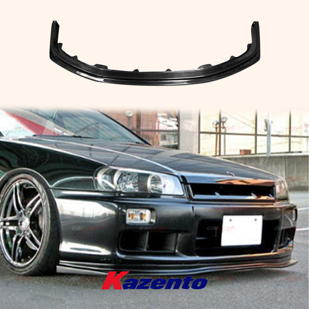 Free Shipping For Nissan Skyline R34 (GTT only) D1 Style Carbon Fiber Front Bumper Bottom Lip