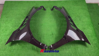 (US Instock Free Shipping) For Honda Civic Type R FL5 2022-24 KZ Style Red Carbon Fiber Cooling Vented Front Fender 2pc